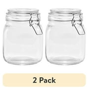 2 pack Mainstays 38 oz Glass Food Storage Jar Canister with Locking Airtight Lid, Kitchen Pantry Storage Container