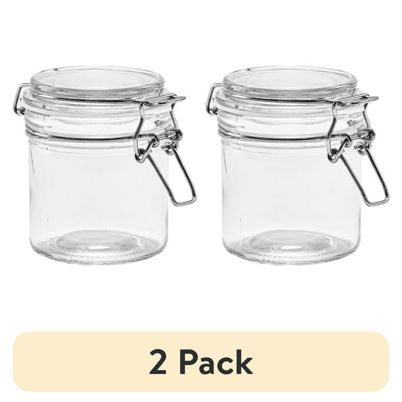 (1 pack) Mainstays 9.4 oz Glass Airtight Food Storage Jar Canister with Locking Lid, Kitchen Pantry Storage Container for Spices, Seasonings and Dry Food