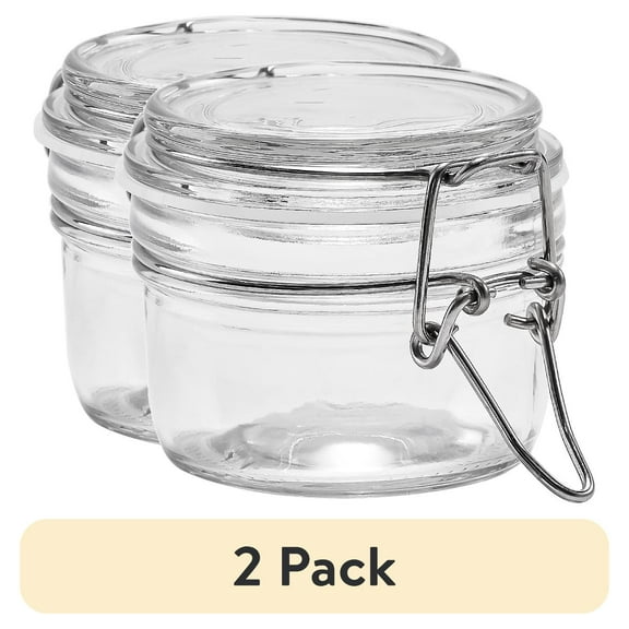 (2 pack) Mainstays Glass Airtight Food Storage Jar with Lid, Clear, 5 oz