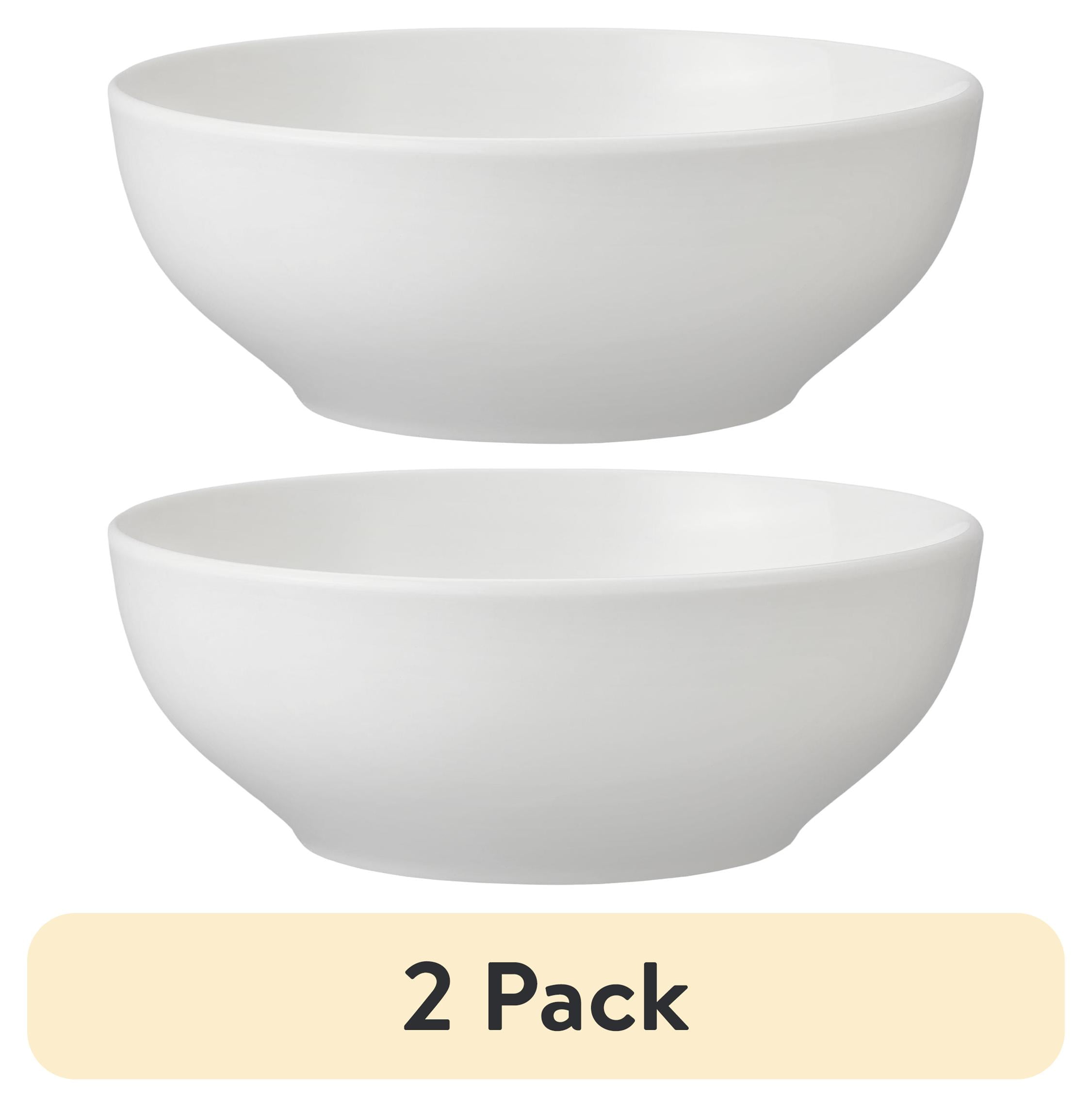 (2 pack) Mainstays Glazed White Stoneware Round Dinner Bowl, 6.1 in