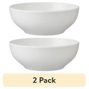 (2 pack) Mainstays Glazed White Stoneware Round Dinner Bowl, 6.1”