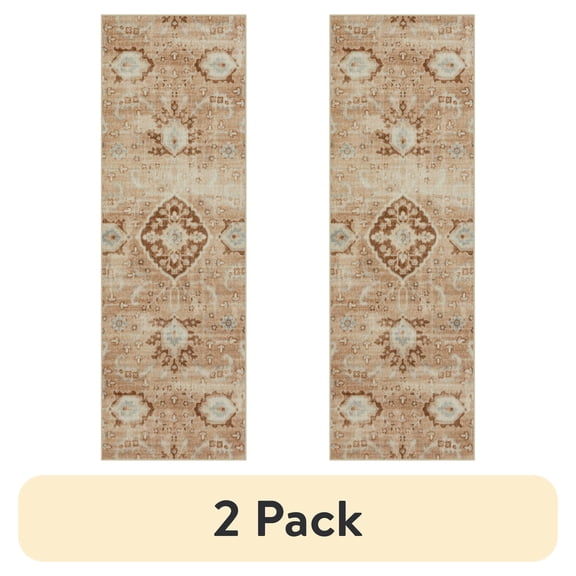 (2 pack) Mainstays Global Persian Rust Polyester Indoor Hallway Runner Rug, 1'8"x5'