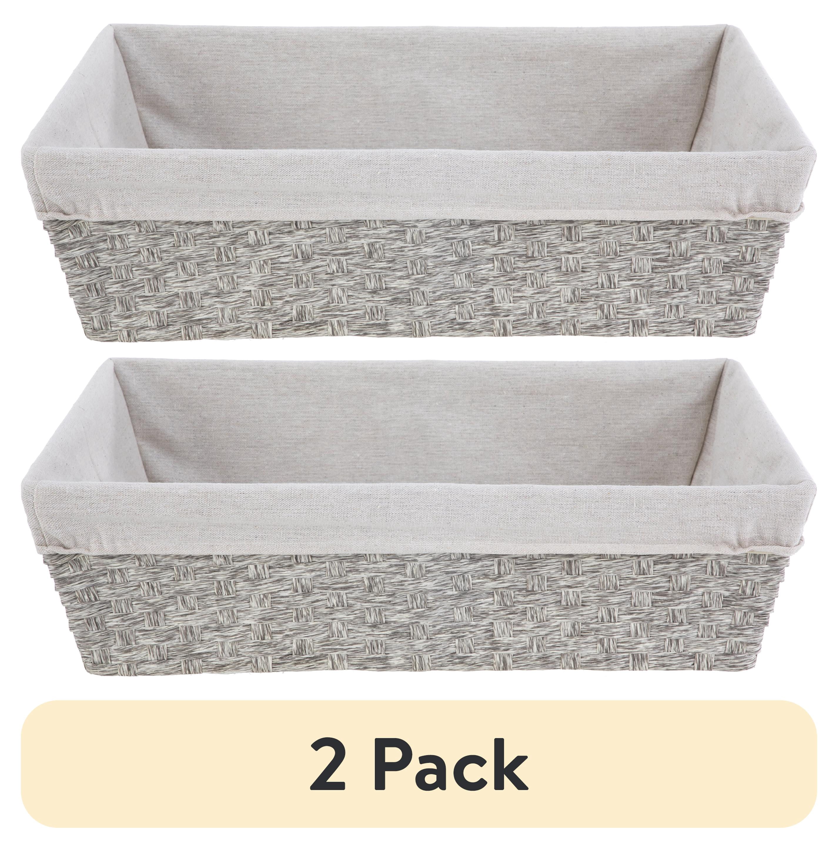 (2 pack) Mainstays Grey Paper Rope Coffee Table Storage Basket with ...