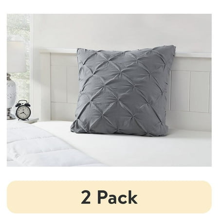 (2 pack) Mainstays Grey Pintuck Diamond Pleat Microfiber Sham, Euro Sham