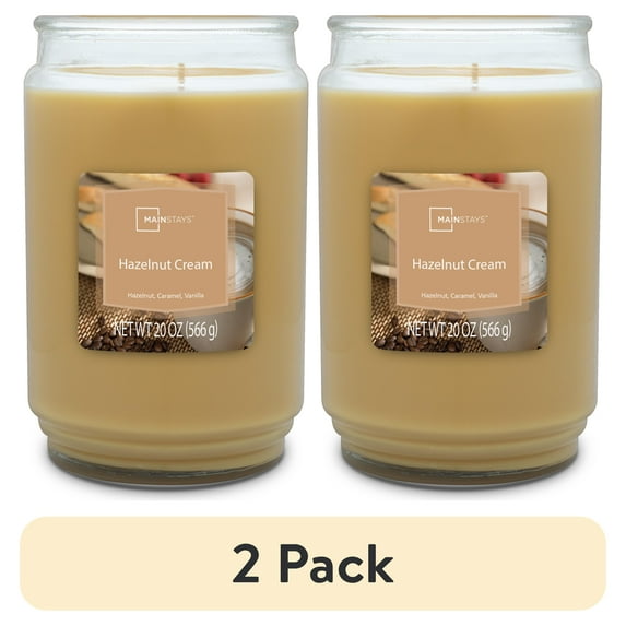 (2 pack) Mainstays Hazelnut Cream Scented Single Wick Candle, 20 oz.