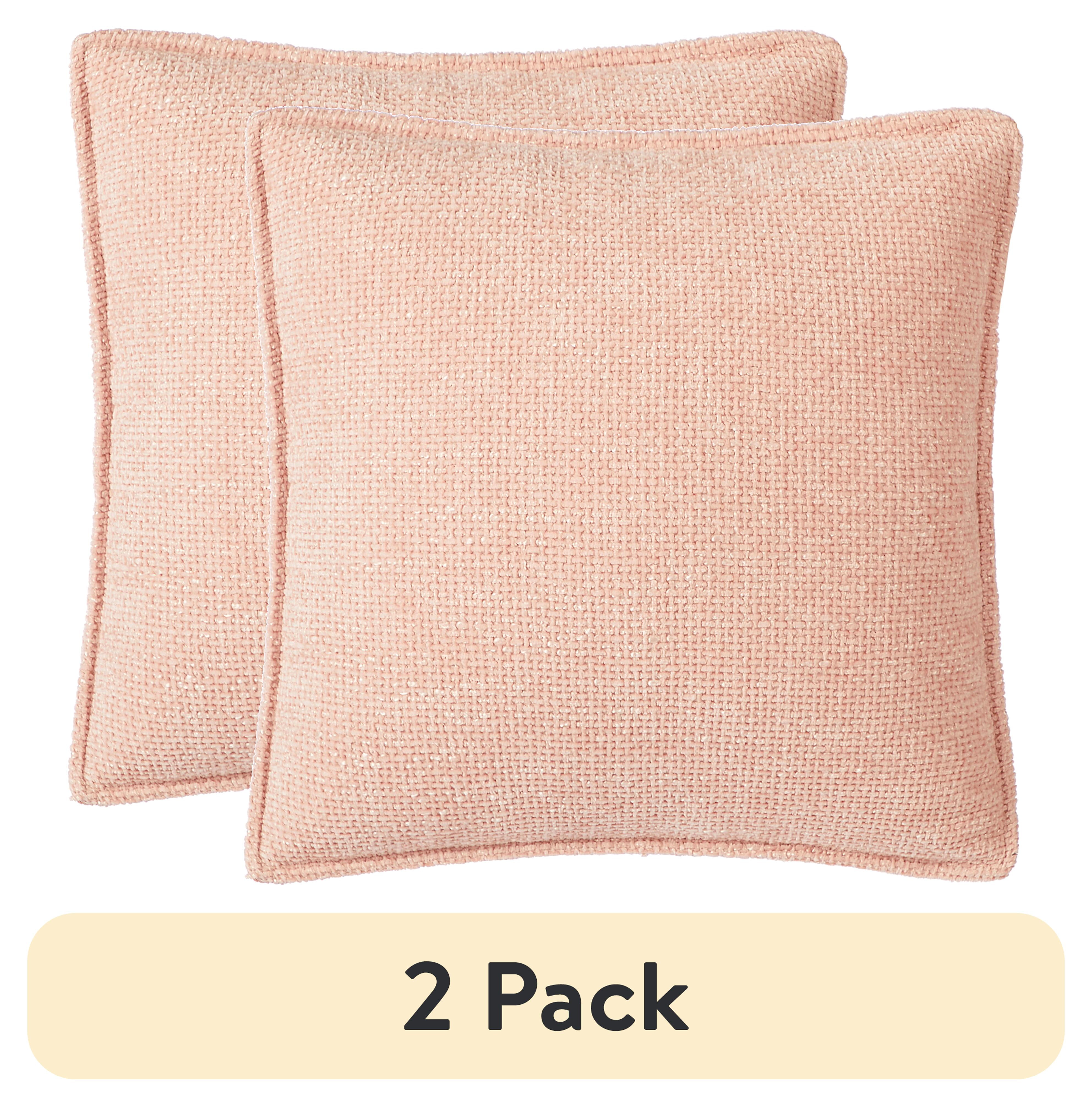 (2 pack) Mainstays Heather Basket Weave Chenille Decorative Pillow, Blush, 18" x 18"