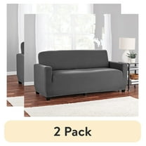 (2 pack) Mainstays Herringbone Stretch-to-Fit Loveseat Slipcover, Fits 2 People, 1-Piece, Charcoal Black