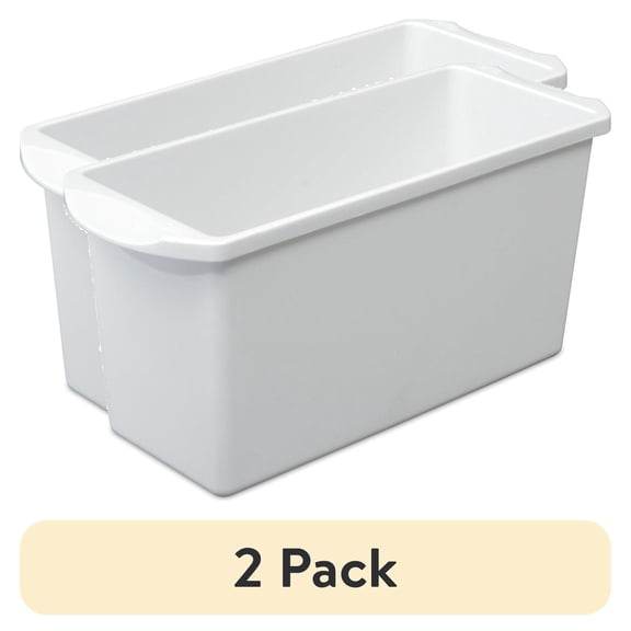 (2 pack) Mainstays Ice Cube Bin, Narrow Space-Saving Design, White, BPA-Free Plastic, Freezer-Safe