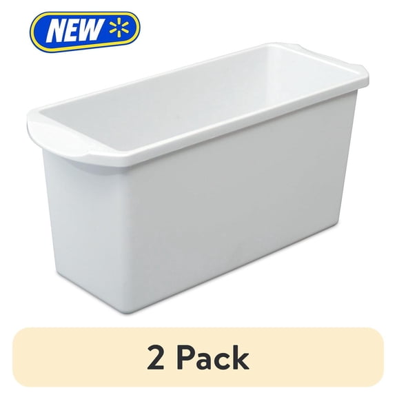 (2 pack) Mainstays Ice Cube Bin, Narrow Design, Freezer-Safe, Durable Food-Safe Plastic, BPA-Free, White