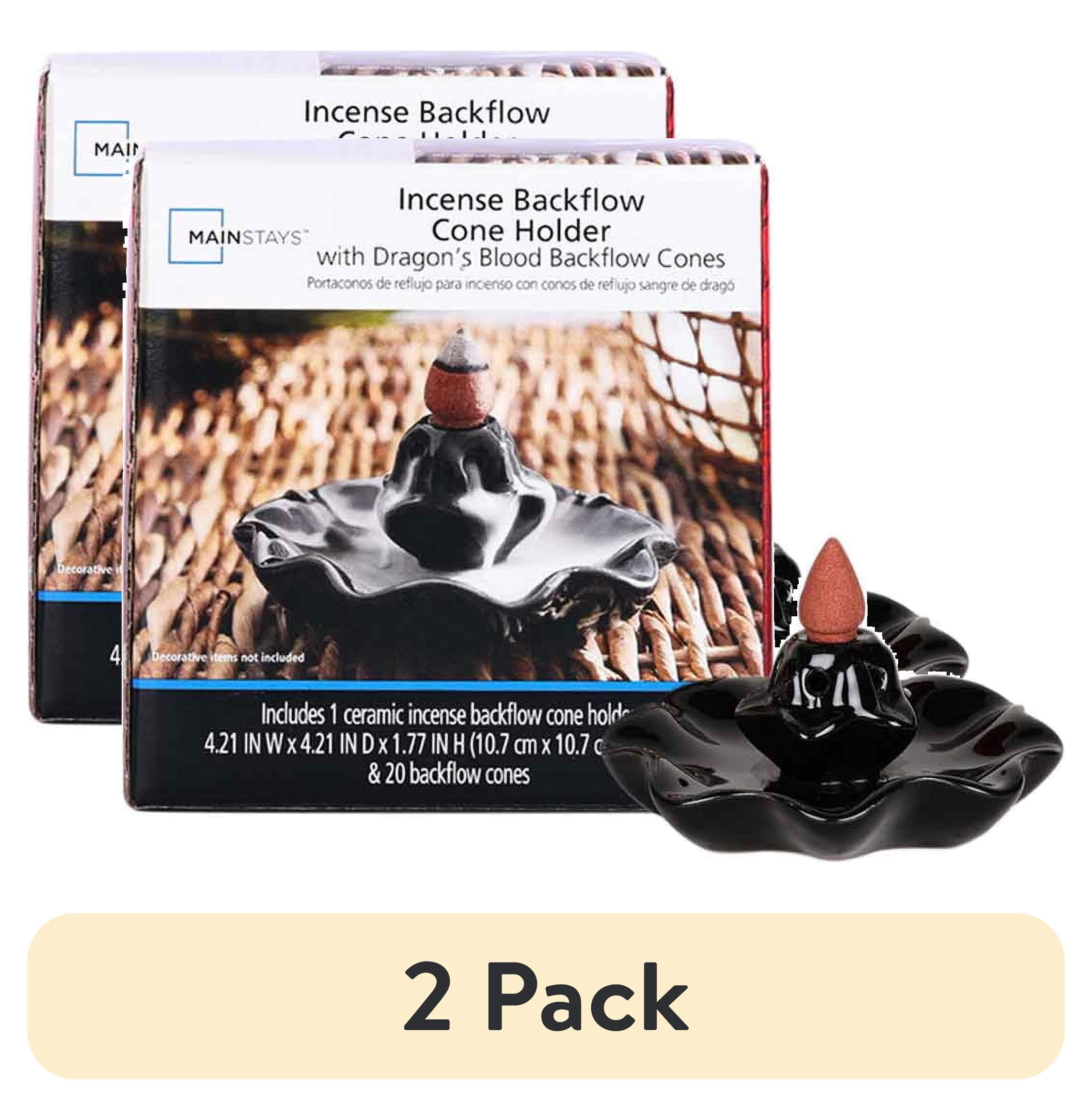 (2 pack) Mainstays Small Incense Backflow Cone Holder, Black