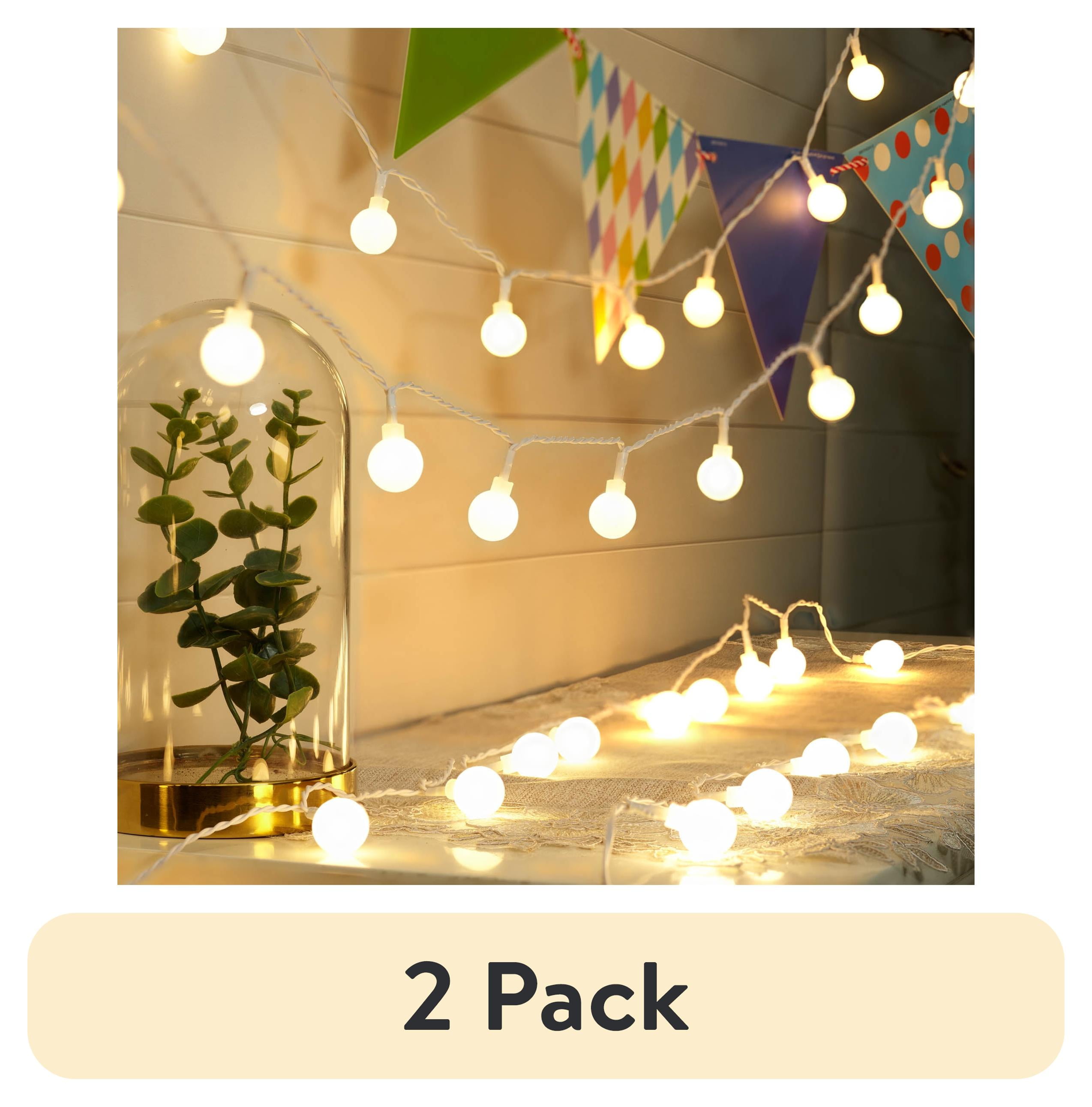 Warm White Frosted Globe LED String Lights, 21 Feet