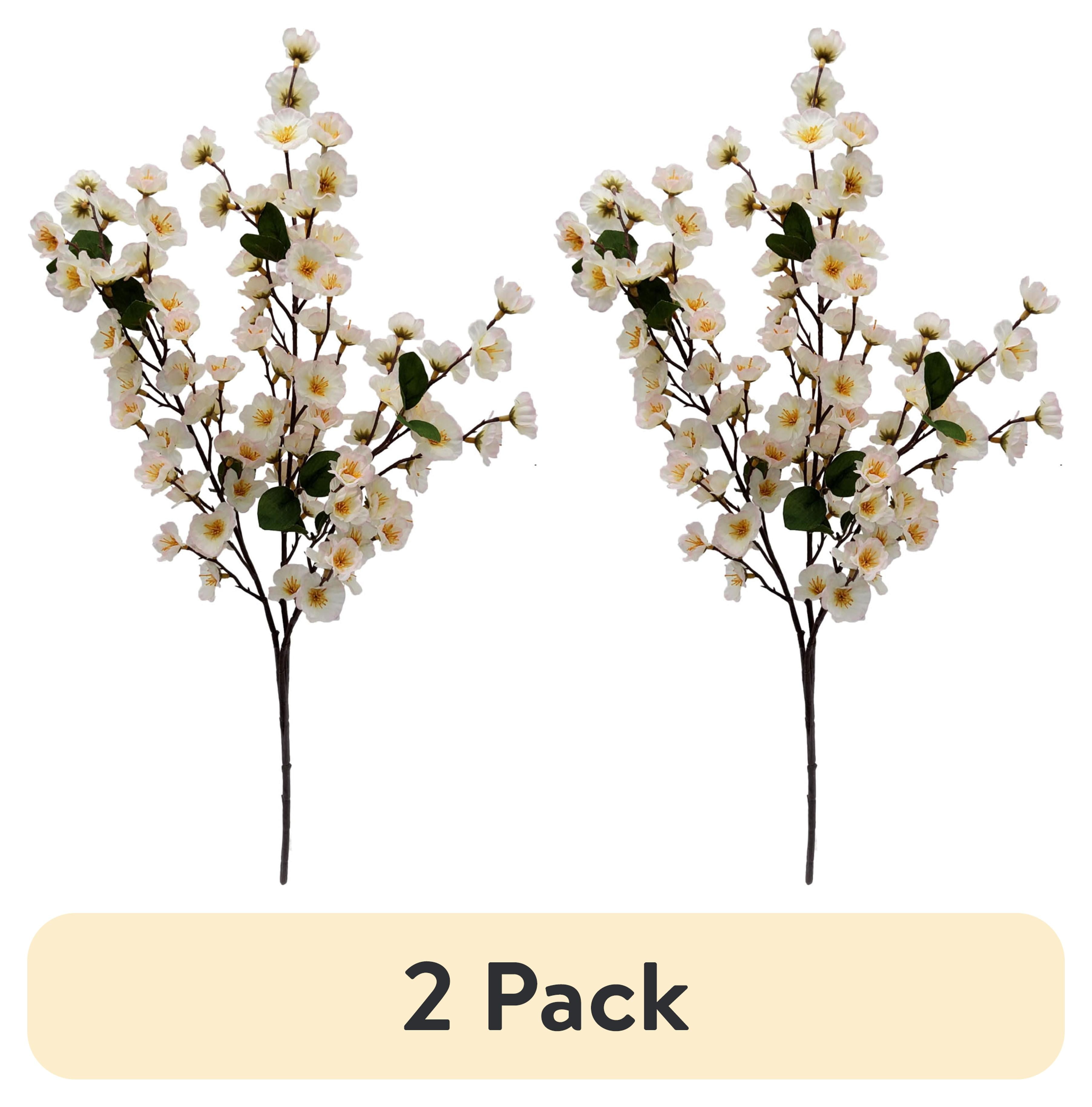 (2 pack) Mainstays Indoor Artificial Cherry Blossom Stem, Pink Color, Assembled Height 25"