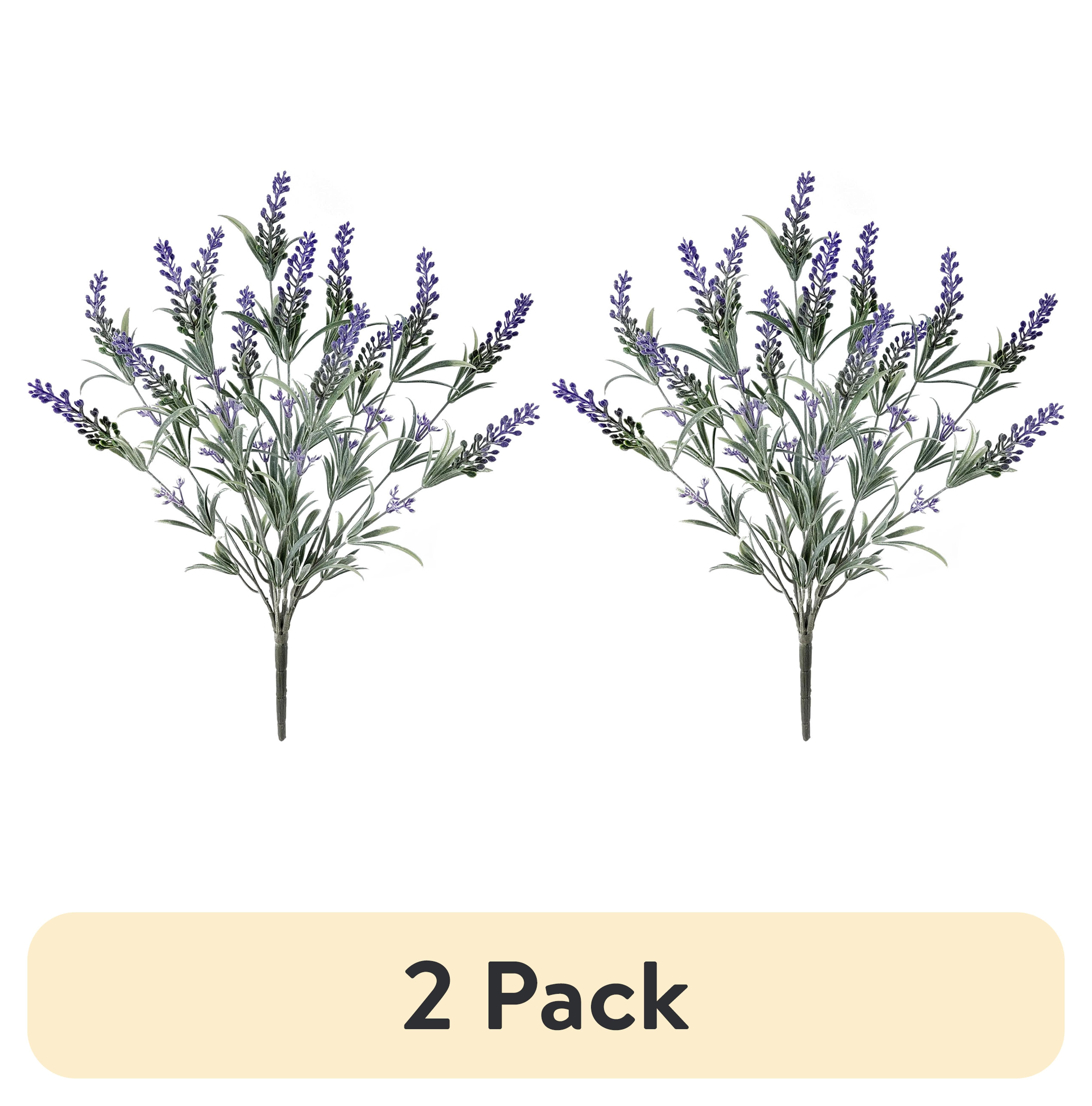 (2 pack) Mainstays Indoor Artificial Floral Bush, Lavender, Purple Color, Assembled Product Height 19"