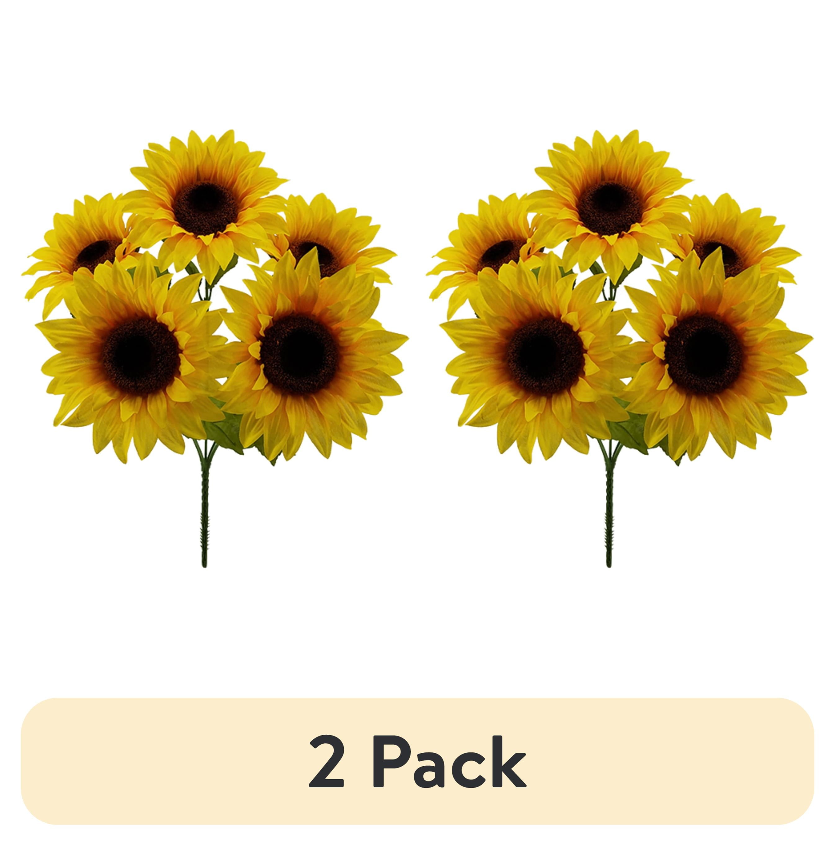 (2 pack) Mainstays Indoor Artificial Floral Bush, Sunflower, Yellow, Assembled Height 19.25".