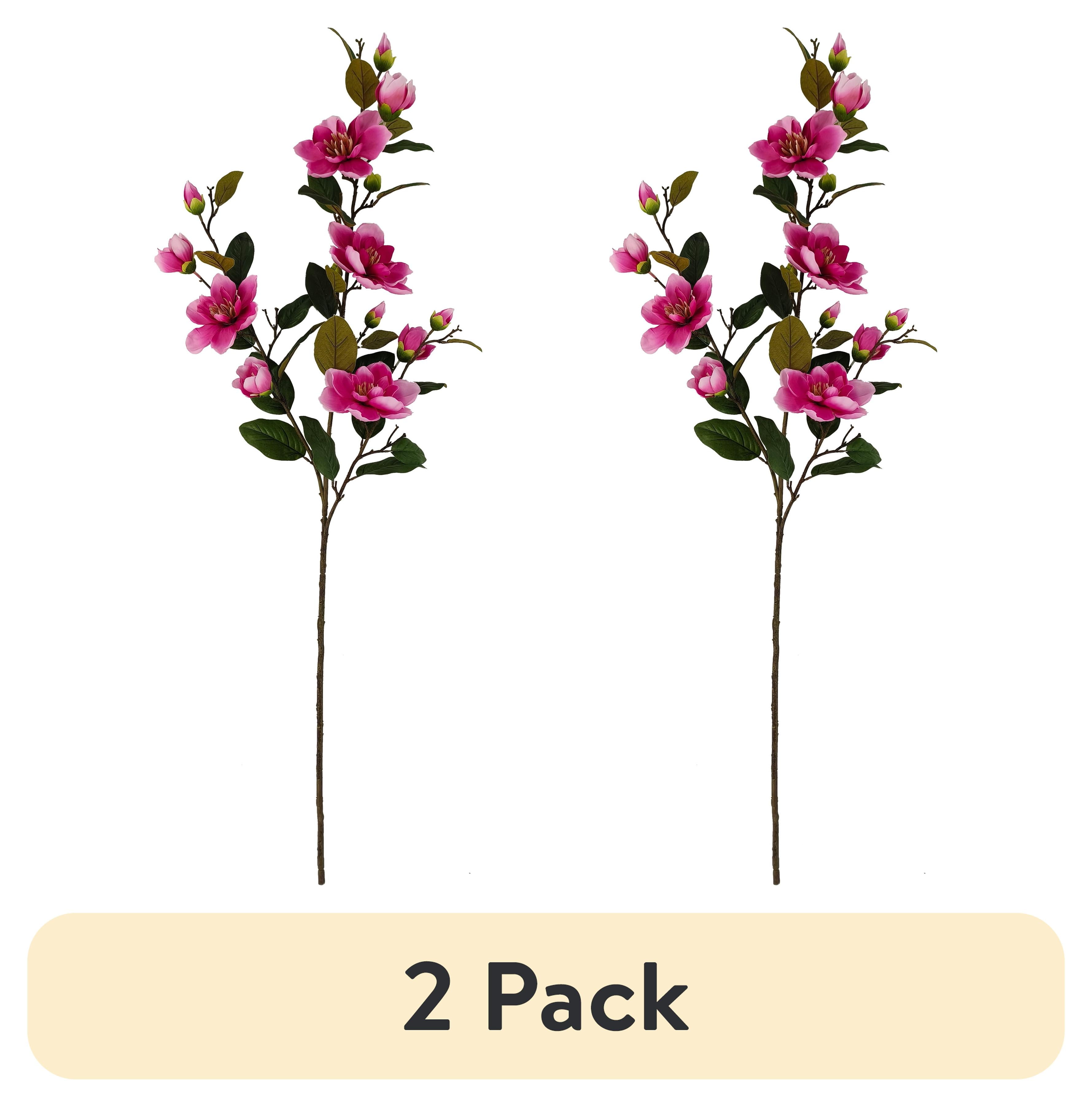 (2 pack) Mainstays Indoor Artificial Flower Magnolia Branch, Fuchsia, 49 in
