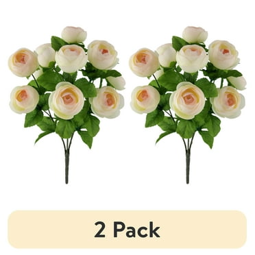(2 pack) Mainstays Indoor Artificial Flower Ranunculus Bush, Lt Pink Color. Assembled Height 15"