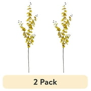 (2 pack) Mainstays Indoor Artificial Orchid Long Stem, Yellow Color. Assembled Product Height 40".