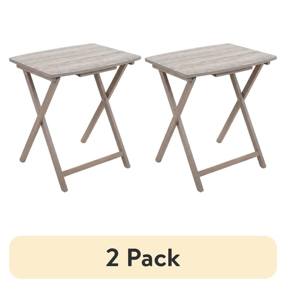 (2 pack) Mainstays Modern XL Oversized Folding Tray Table, Rustic Gray