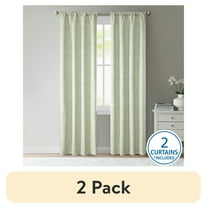 (2 pack) Mainstays Jacquard Blackout Panel Pair, Set of 2 Curtains, Green Botanical, 37" W x 84" L