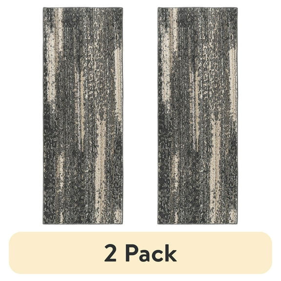 (2 pack) Mainstays Jasper Gray Abstract Indoor Area Rug, 22" x 60"