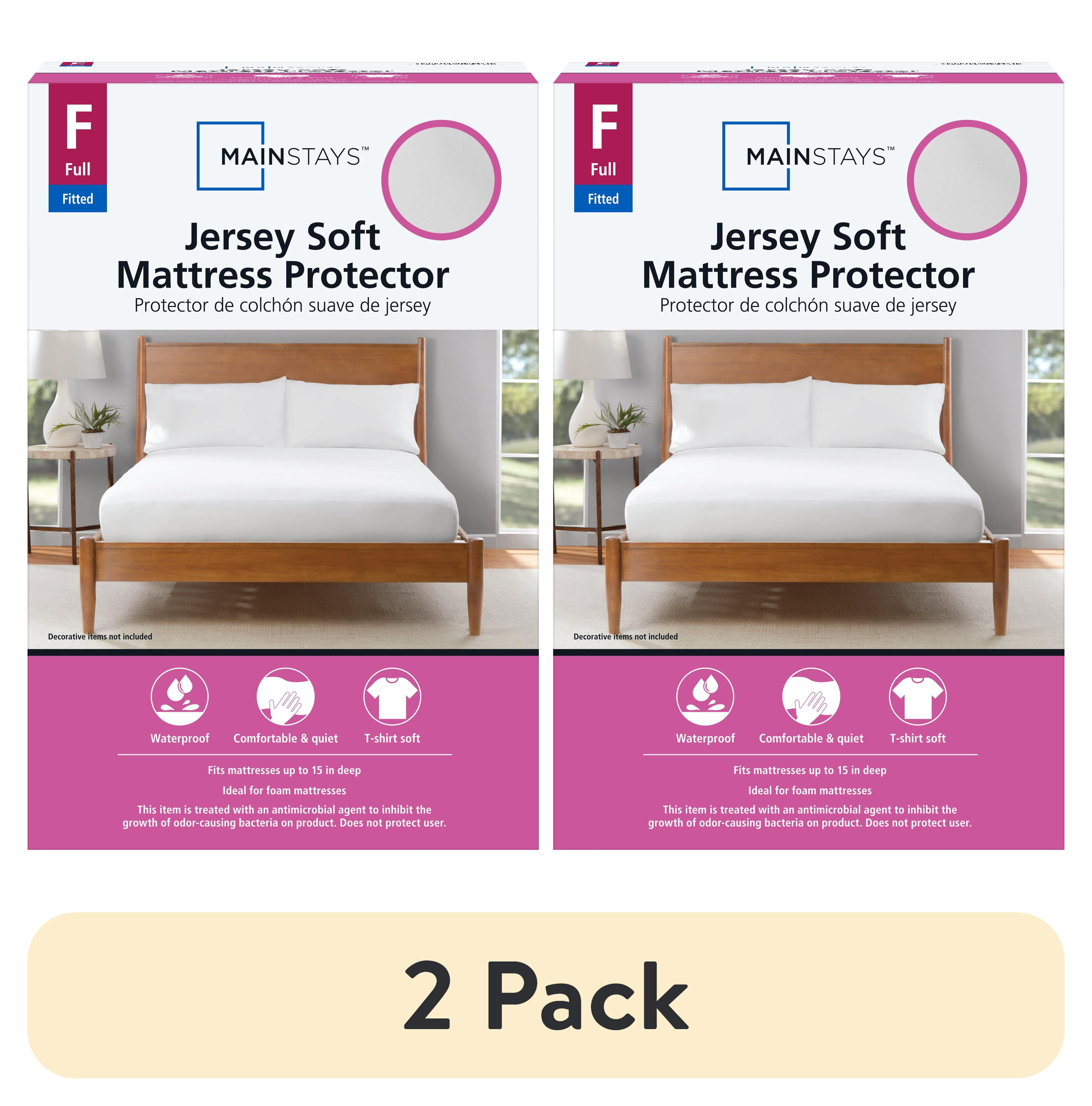 (2 pack) Mainstays Jersey Soft Fitted Mattress Cover Protector, Full - Waterproof, Antimicrobial