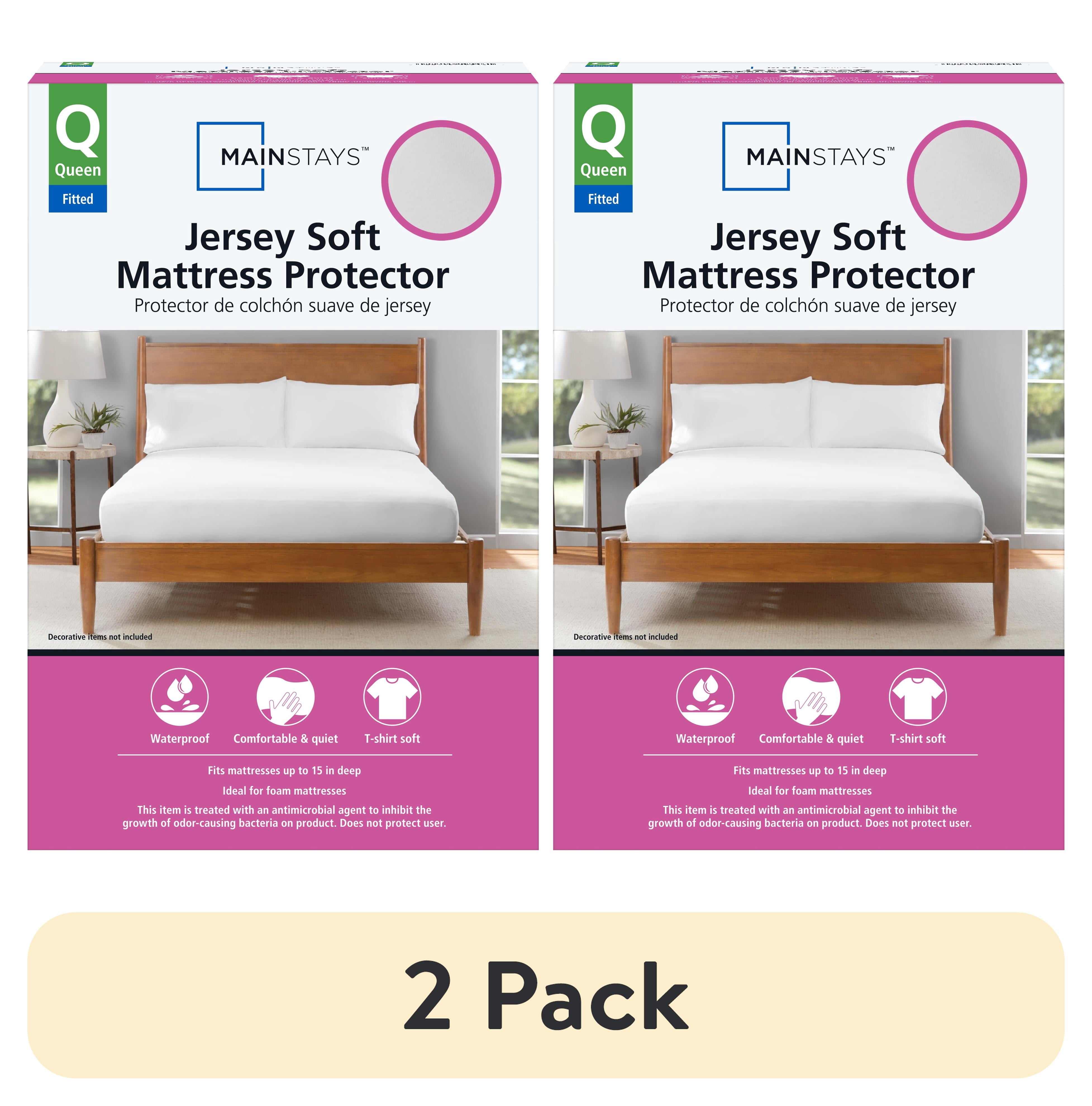 (2 pack) Mainstays Jersey Soft Fitted Mattress Cover Protector, Queen - Waterproof, Antimicrobial