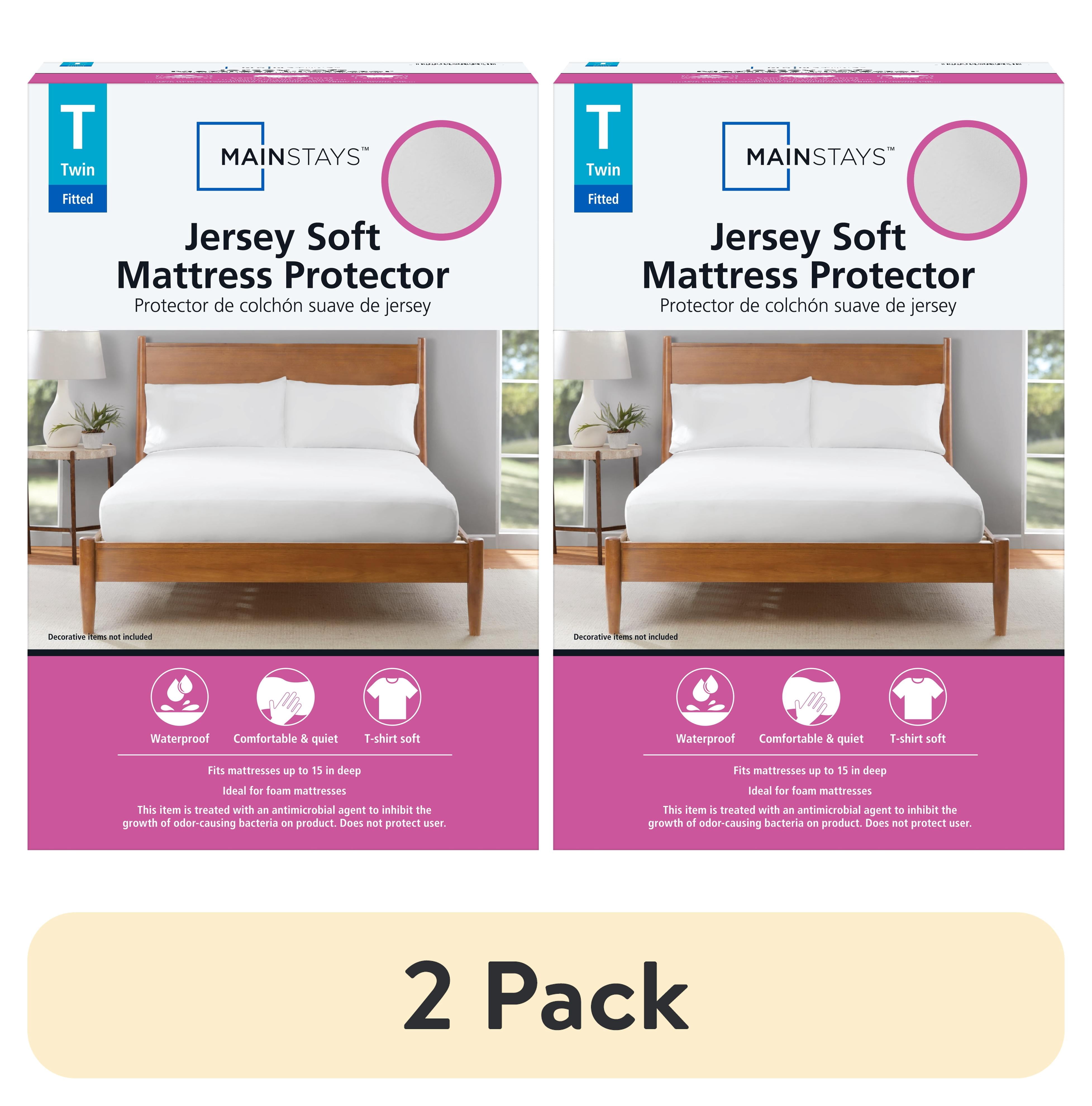 (2 pack) Mainstays Jersey Soft Fitted Mattress Cover Protector, Twin - Waterproof, Antimicrobial
