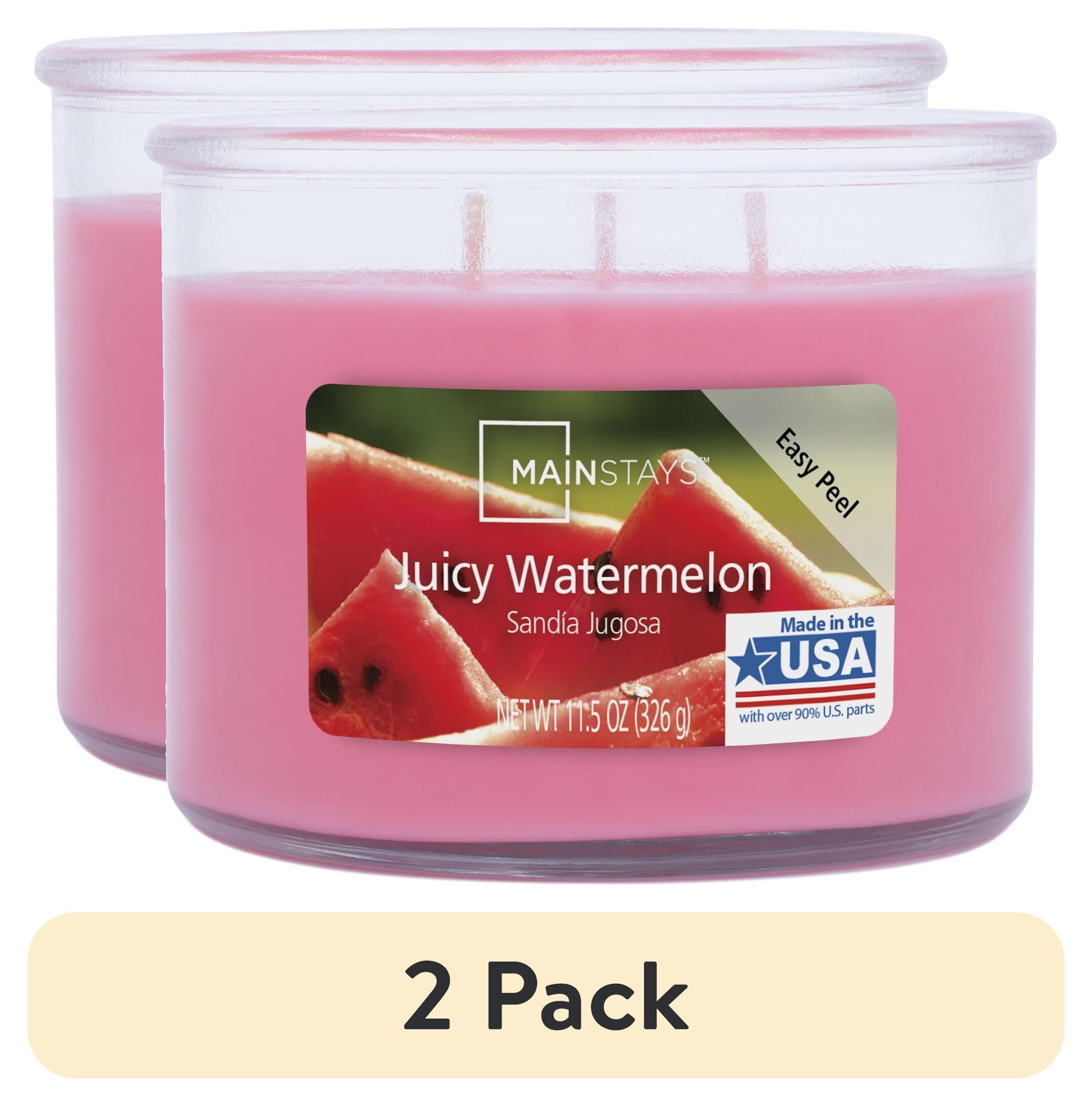 (2 pack) Mainstays Scented 3-Wick Glass Jar Candle, Juicy Watermelon, 11.5 oz