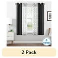 thumbnail image 1 of (2 pack) Mainstays Kingswood Solid and Printed Sheer Grommet Curtain Panel Set, 4 Piece, Black, 27.5" W x 63" L, 1 of 10