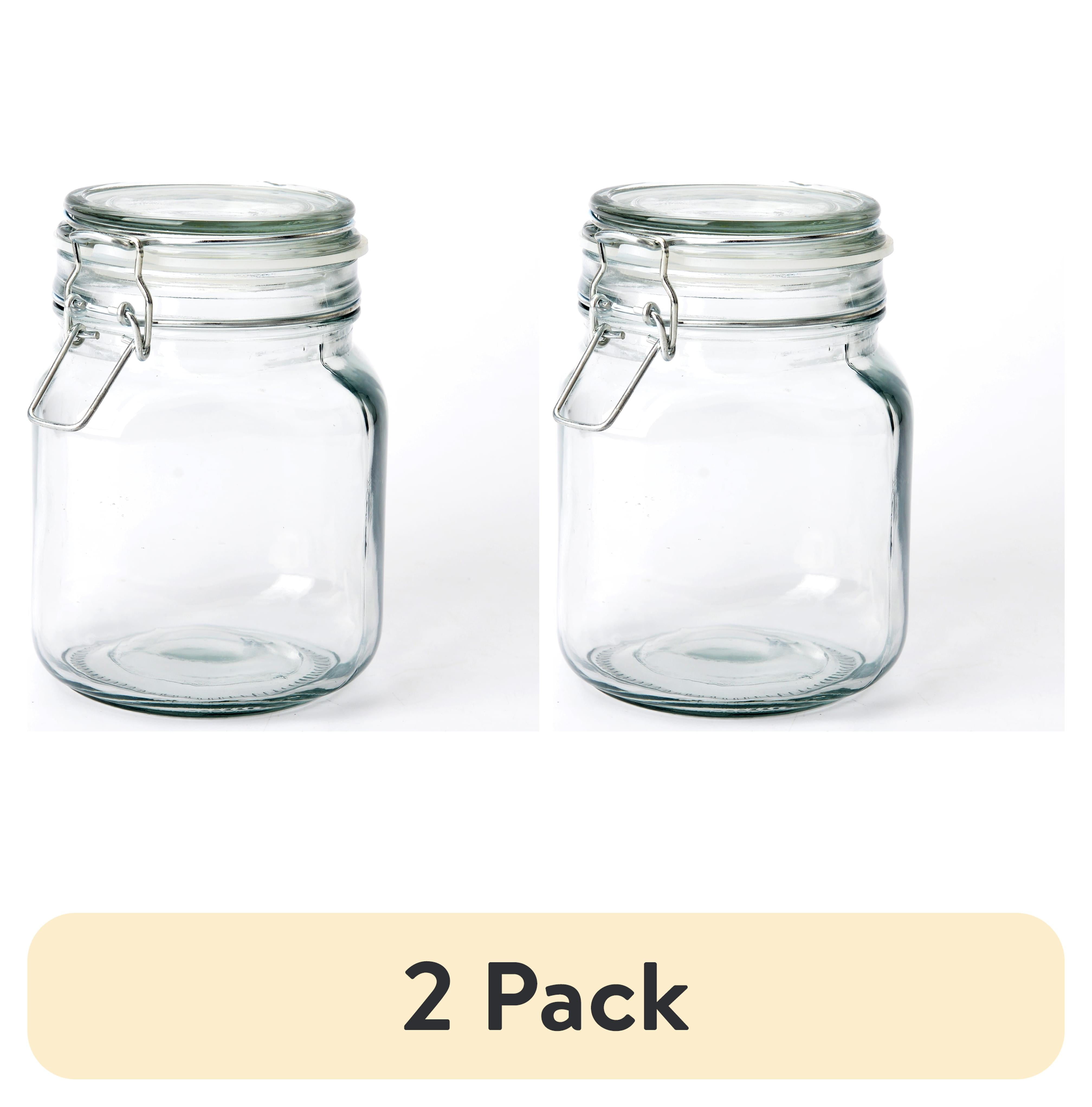 (2 pack) Mainstays Kitchen Storage 38-Ounce Clear Glass Lock Lid Jar
