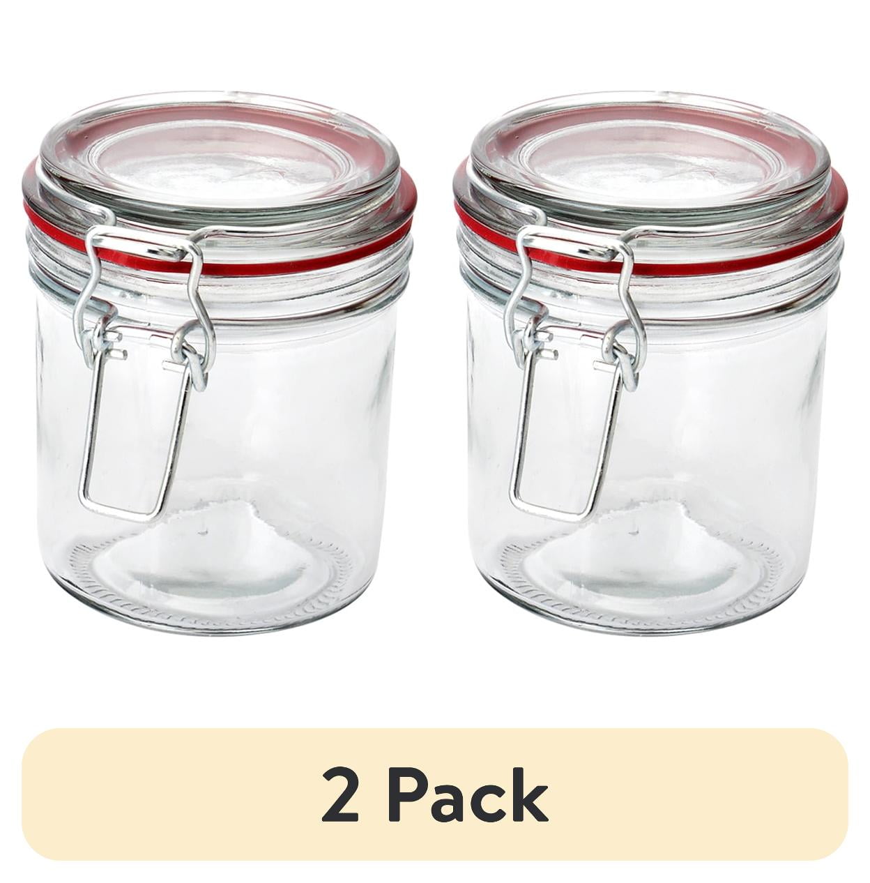(2 pack) Mainstays Kitchen Storage 9.4 oz Clear Glass Lock Lid Jar with Silicone Gasket