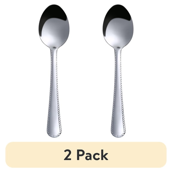 (2 pack) Mainstays Lace Stainless Steel Adult Teaspoon, 4-Piece Set, Silver