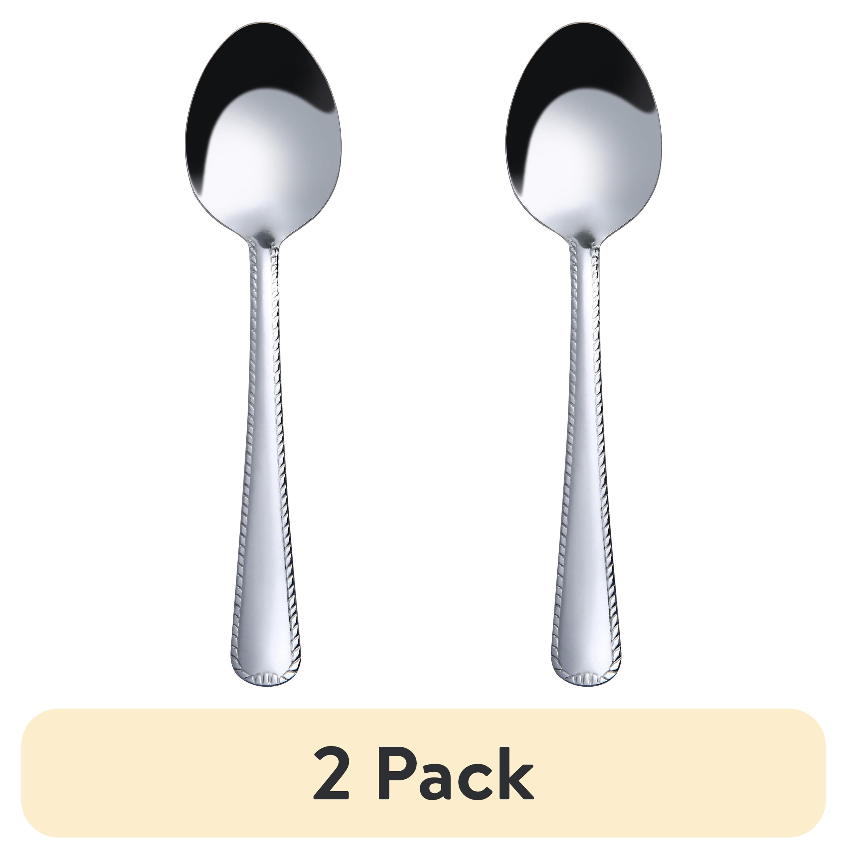 (2 pack) Mainstays Lace Stainless Steel Silver Adult Dinner Spoon, 4- Piece Set