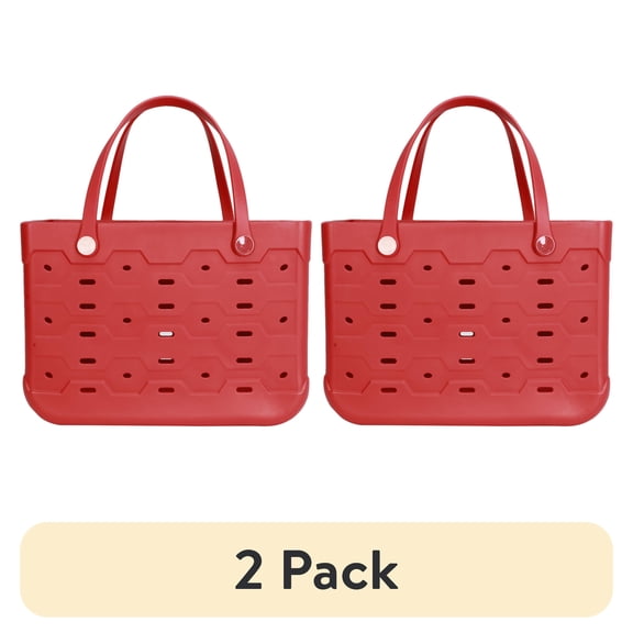(2 pack) Mainstays Large All Purpose Flex Laundry Tote, Red Sedona, 18 in W x 8.75 in D x 13 in H