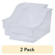 (2 pack) Mainstays Large Clear Plastic Storage Bin for the Kitchen, Single, Multi-Purpose Kitchen Organization Solution, Ideal Use for Pantry Storage