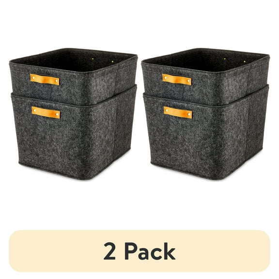 (2 pack) Mainstays Large Felt Basket, Dark Gray, Set of 2