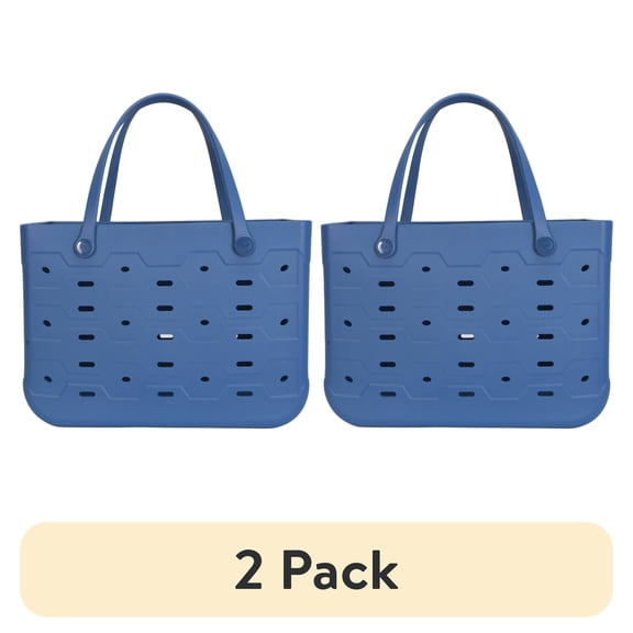 (2 pack) Mainstays Large Flex Laundry Tote, Indigo, 18 in W x 8.75 in D x 13 in H