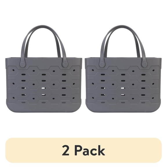 (2 pack) (2 pack) Mainstays Large Flex Laundry Tote, Soothing Grey, 18 in W x 8.75 in D x 13 in H
