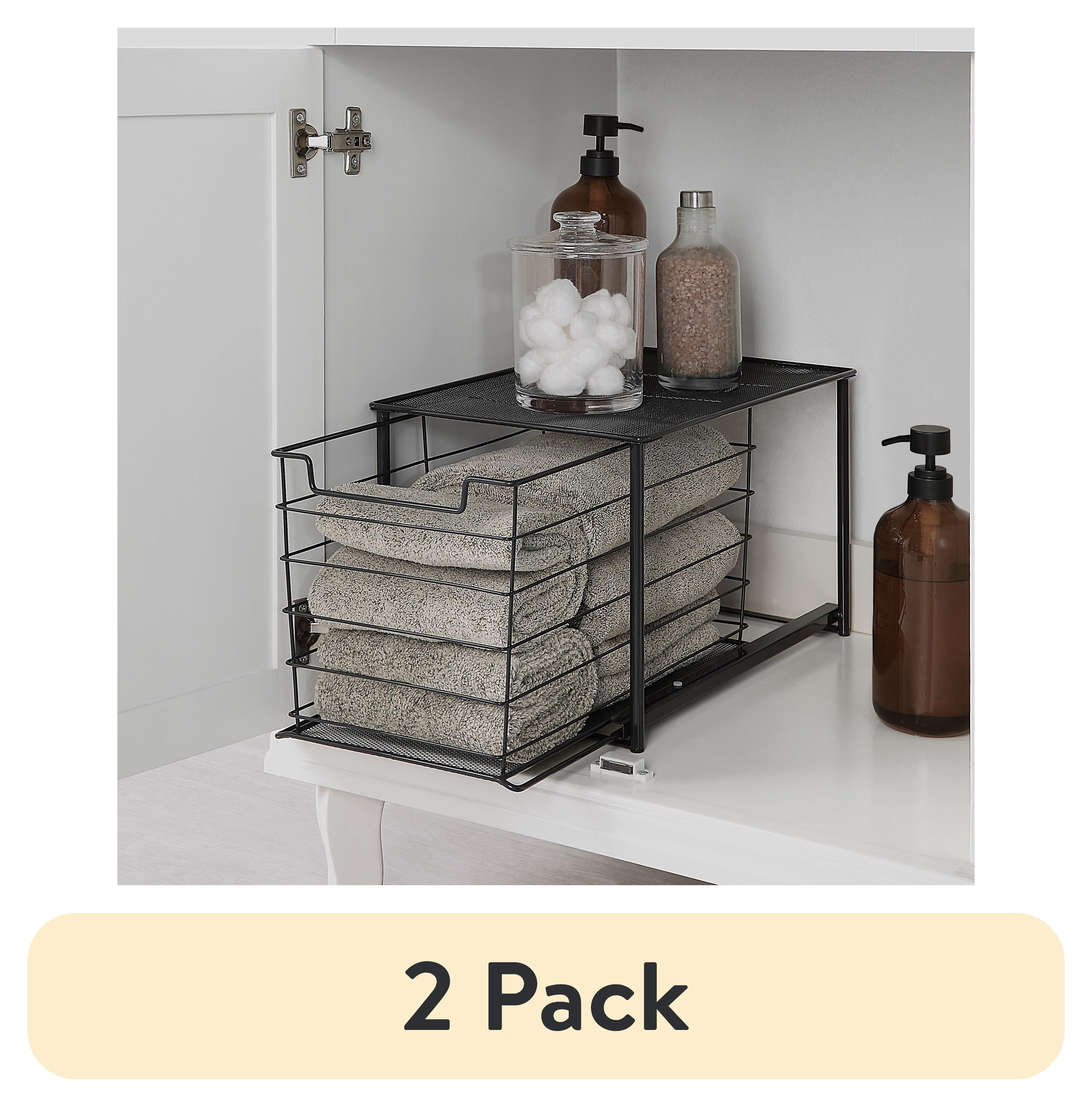 (2 pack) Mainstays Large Stackable Pull-Out Drawer Organizer, Black