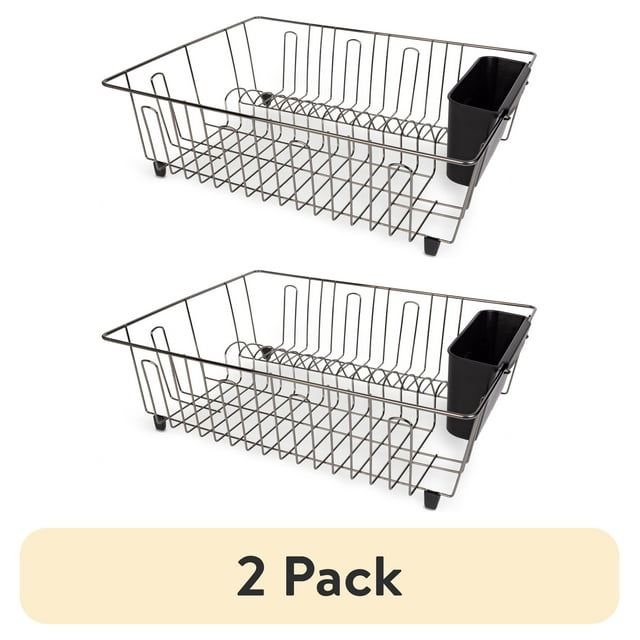 (2 pack) Mainstays Large Wire Dish Rack Black/Chrome - 17.5" x 13.7" x 5.5"