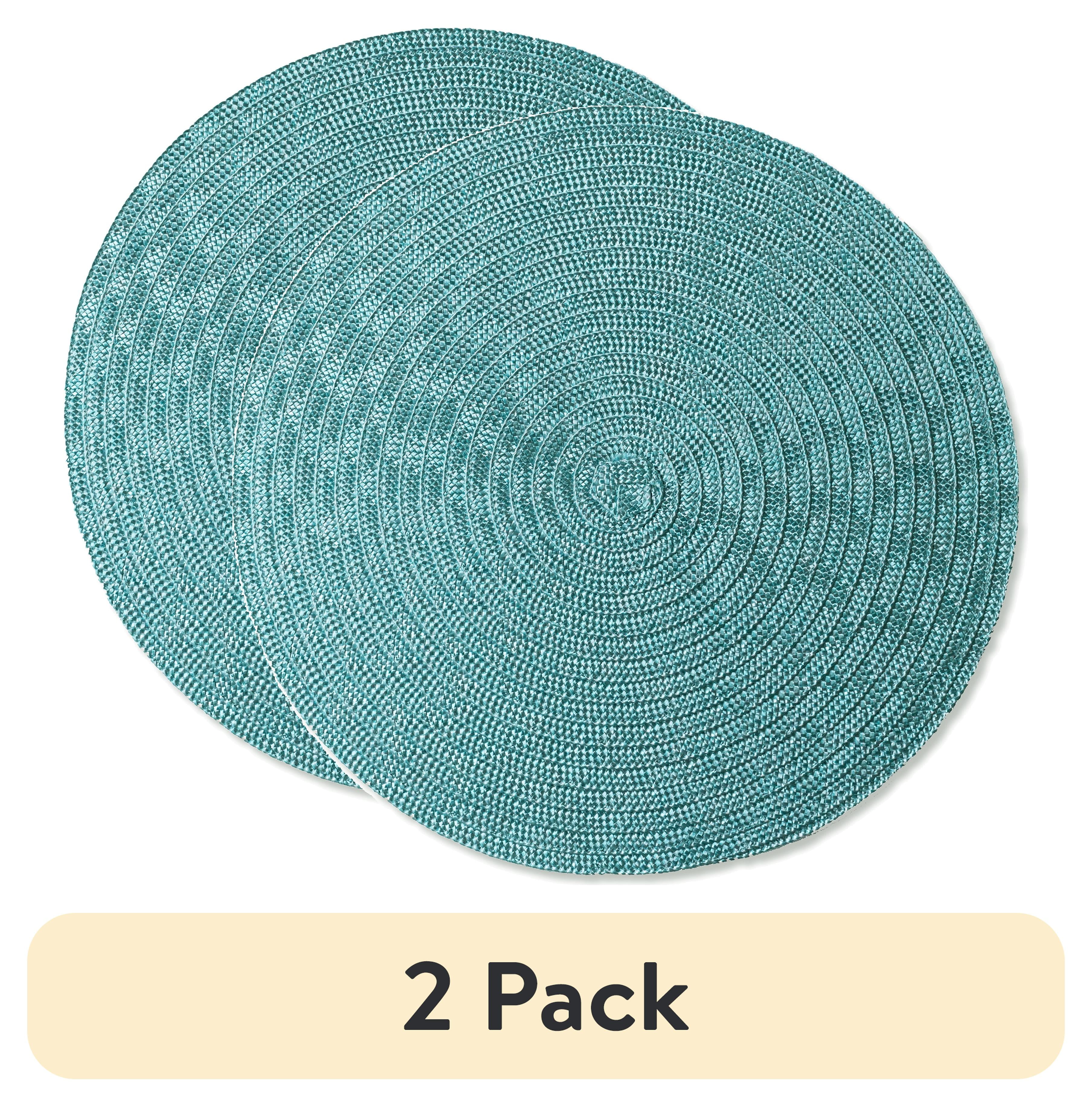 (2 pack) Mainstays Lava Round Table Placemat, 100% Polyester, Teal, 15 in