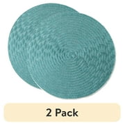 (2 pack) Mainstays Lava Polyester Round Table Placemat Teal 15" Round