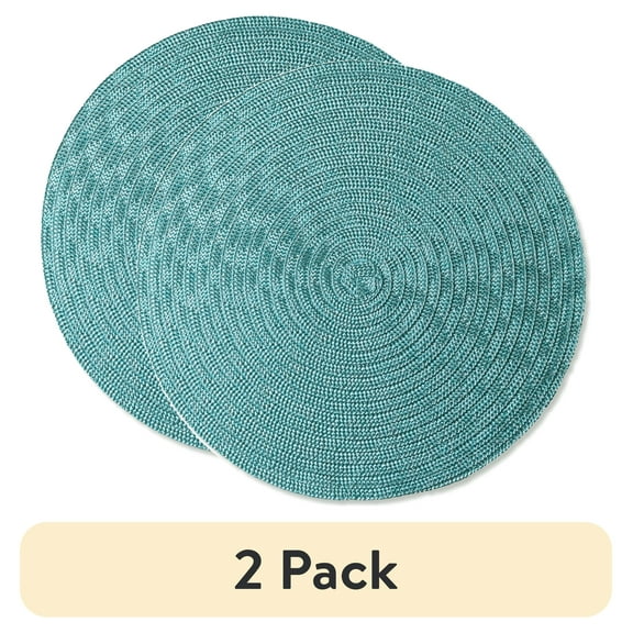 (2 pack) Mainstays Lava Polyester Round Table Placemat Teal 15" Round