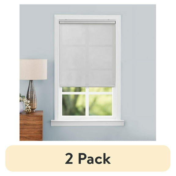(2 pack) Mainstays Light Filtering Slow Release Roller Shade 29×72", Grey