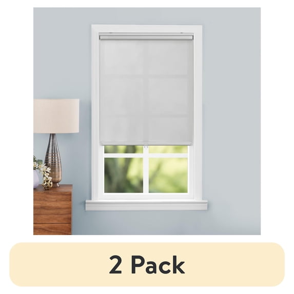 (2 pack) Mainstays Cordless Slow Release Light Filtering Roller Shade, 29 in x 72 in, Grey