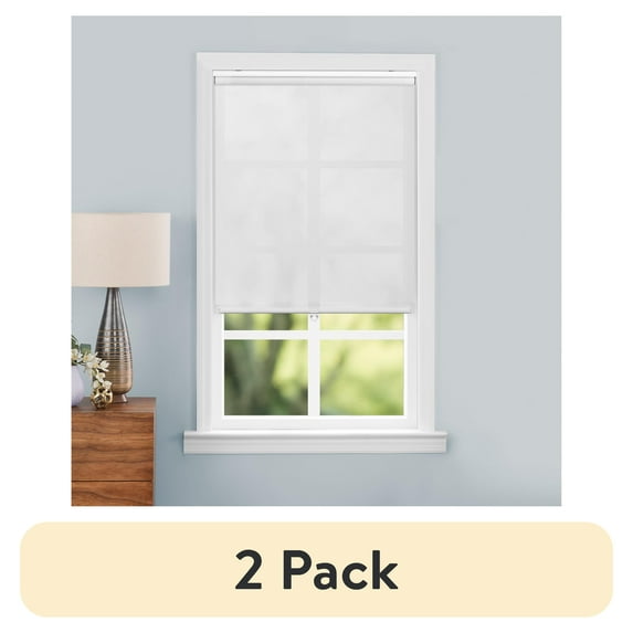 (2 pack) Mainstays Light Filtering Slow Release Roller Shade, 30" W x 72" L, White