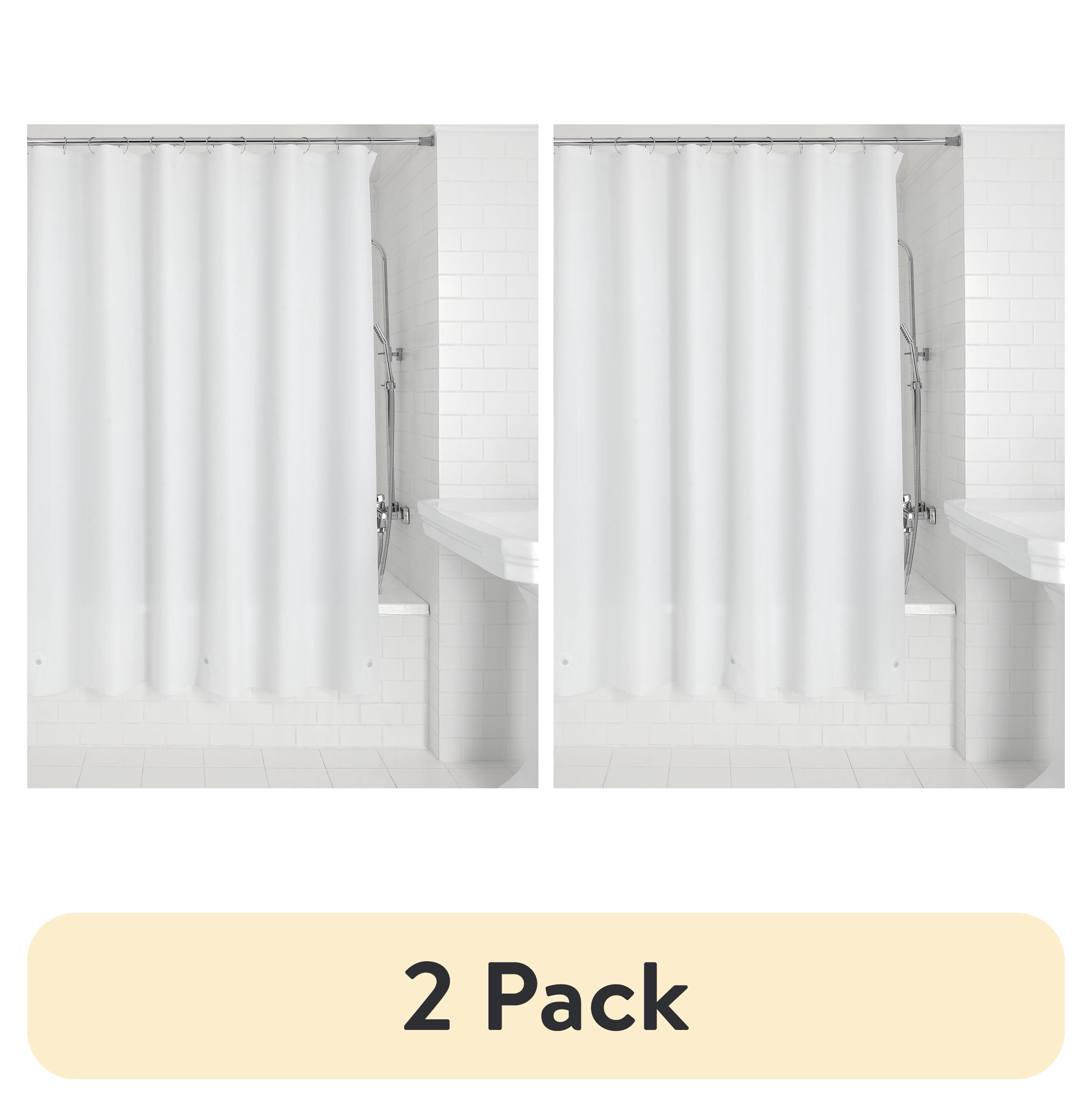(2 pack) Mainstays Light Weight PEVA Shower Curtain Liner, 70" x 71" – White