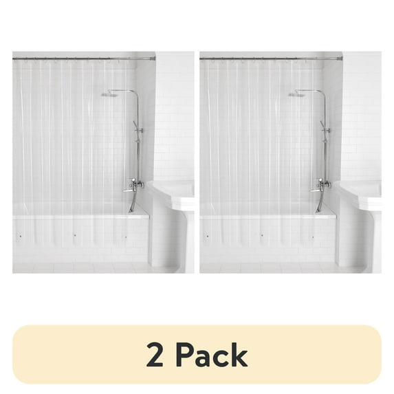 (2 pack) Mainstays Light Weight PEVA Shower Liner, Clear