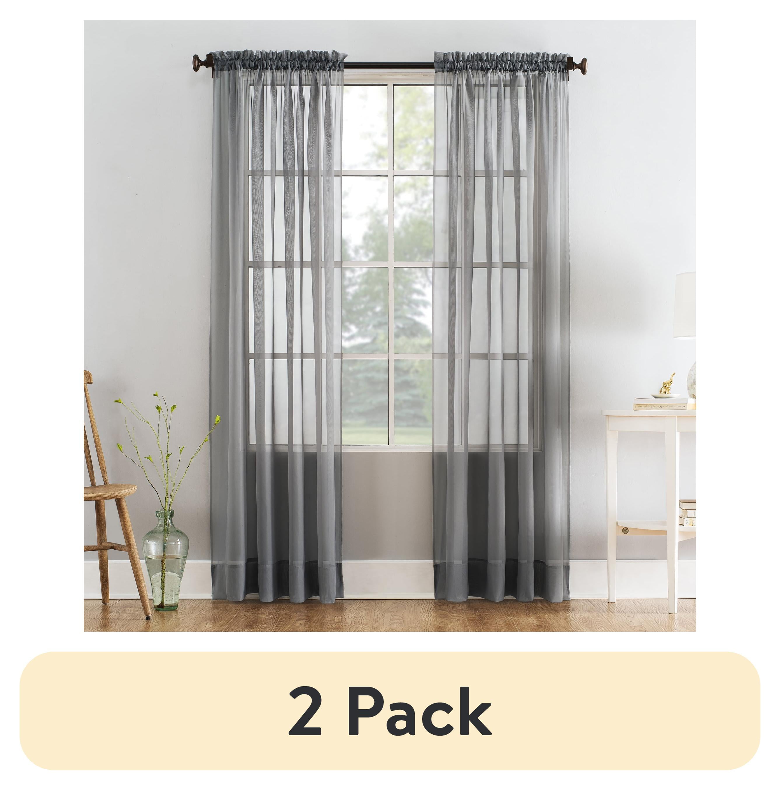 (2 pack) Mainstays Marjorie Sheer Voile Rod Pocket Single Curtain Panel, 1 Panel, Gray, 59"W x 84"L