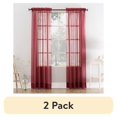 thumbnail image 1 of (2 pack) Mainstays Marjorie Sheer Voile Rod Pocket Single Curtain Panel, 1 Panel, Red Burgundy, 59"W x 63"L, 1 of 9